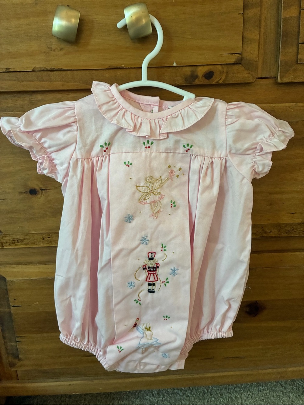 Pink Embroidered Nutcracker Baby One-Piece